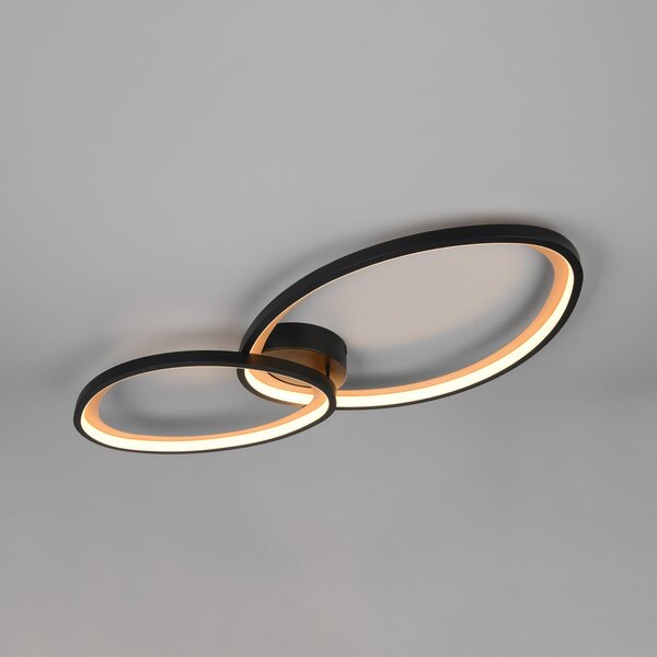 Trio Lighting Sivo LED stropno svjetlo, duljina 84 cm, mat crna, metal, CCT, prigušiva, Crno, Dnevni boravak/blagovaonica, Metal