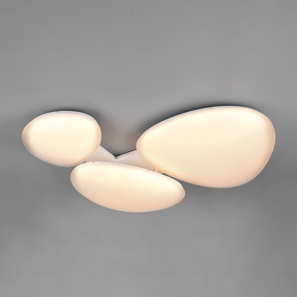 Trio Lighting LED stropna svjetiljka Ozera, duljina 95 cm, bijela, plastika, CCT, 3 žarulje, prigušiva, Bijela, Dnevni boravak/blagovaonica, Plastika