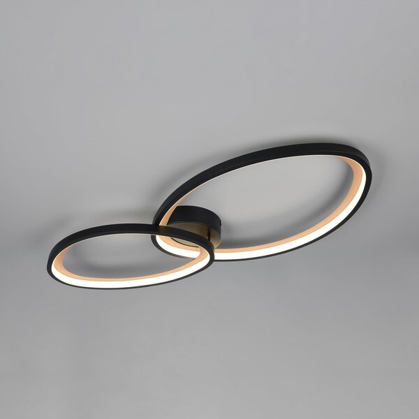 Trio Lighting Sivo LED stropno svjetlo, duljina 84 cm, mat crna, metal, CCT, prigušiva, Crno, Dnevni boravak/blagovaonica, Metal