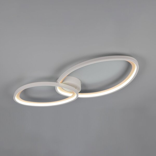 Trio Lighting Sivo LED stropno svjetlo, duljina 84 cm, mat bijela, metal, CCT, prigušiva, Bijela, Dnevni boravak/blagovaonica, Metal