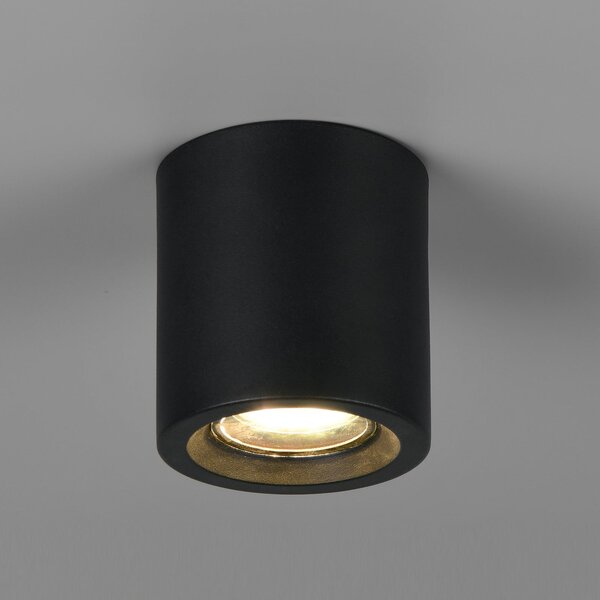 Trio Lighting Stropna svjetiljka Biscotto, mat crna, Ø 9,5 cm, metal, IP44, Crno, Dnevni boravak/blagovaonica, Metal