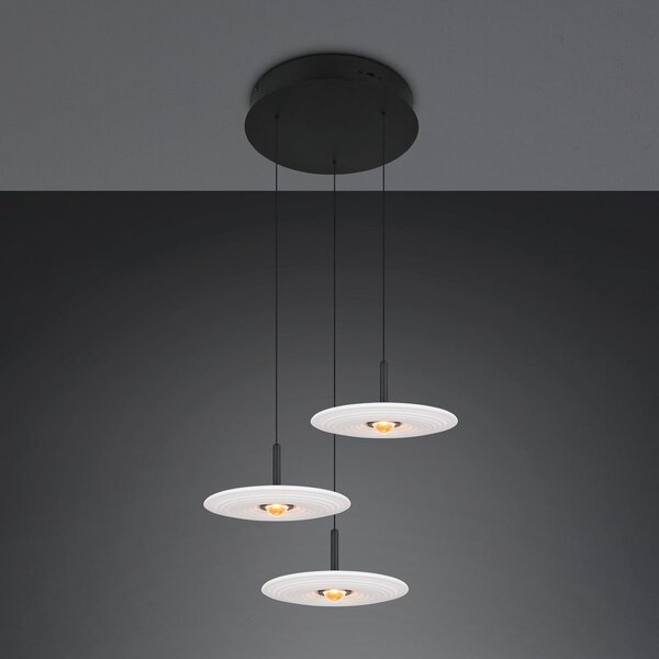Trio Lighting LED viseća lampa Sirena, bijela, Ø 41 cm, staklo, 3 svjetla, prigušiva, Bijela, Dnevni boravak/blagovaonica, Staklo
