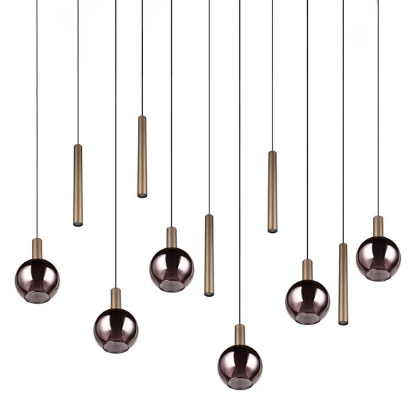 Trio Lighting Melaro LED viseća svjetiljka, 120 cm, platina, metal/staklo, 11 sijalica, prigušiva, Metalik, Dnevni boravak/blagovaonica, Metal