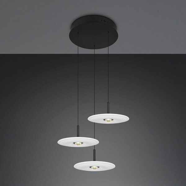 Trio Lighting LED viseća lampa Sirena, bijela, Ø 41 cm, staklo, 3 svjetla, prigušiva, Bijela, Dnevni boravak/blagovaonica, Staklo