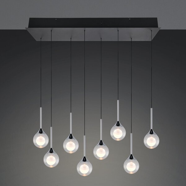 Trio Lighting LED viseća lampa Calista, krom, duljina 90 cm, metal/staklo, 8 sijalica, prigušiva, Krom, Dnevni boravak/blagovaonica, Metal
