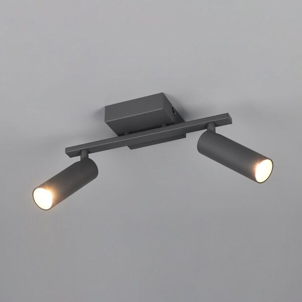 Trio Lighting Stropna svjetiljka Dara, duljina 28 cm, antracit, metal, 2 svjetla, Crno, Dnevni boravak/blagovaonica, Metal