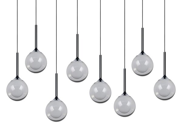 Trio Lighting LED viseća lampa Calista, krom, duljina 90 cm, metal/staklo, 8 sijalica, prigušiva, Krom, Dnevni boravak/blagovaonica, Metal