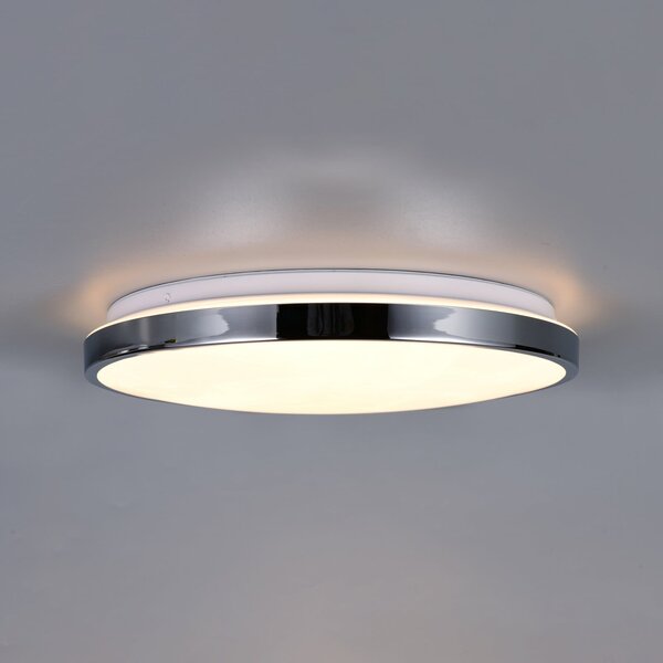 Trio Lighting LED stropna svjetiljka Fena, kromirana, Ø 38 cm, metal, IP44, prigušiva, Krom, kupaonica, Metal