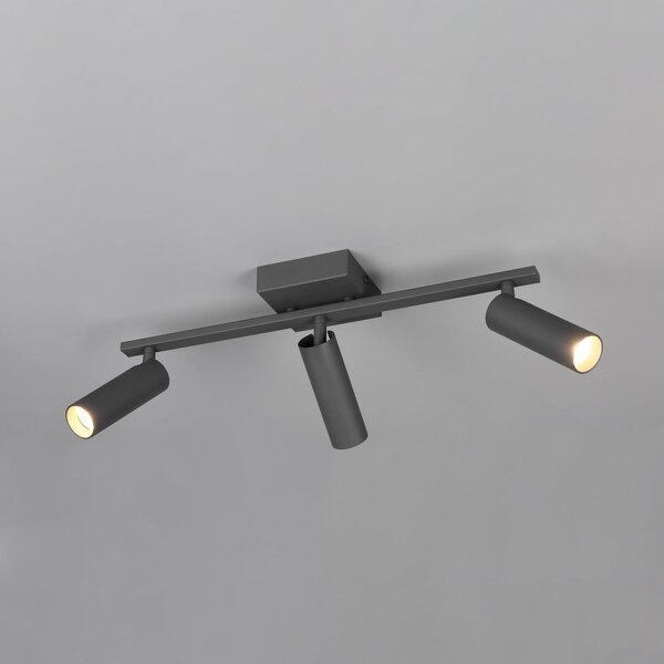 Trio Lighting Stropna svjetiljka Dara, duljina 46 cm, antracit, metal, s tri kraka, Crno, Dnevni boravak/blagovaonica, Metal