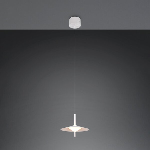 Trio Lighting LED viseća svjetiljka Amalo, mat bijela, Ø 30 cm, metal, CCT, prigušiva, Bijela, Dnevni boravak/blagovaonica, Metal