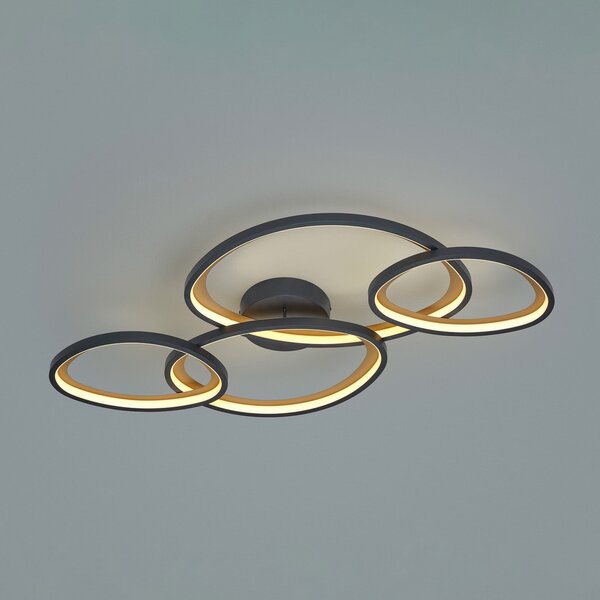 Trio Lighting Sivo LED stropno svjetlo, duljina 103 cm, mat crna, metal CCT, prigušiva, Crno, Dnevni boravak/blagovaonica, Metal