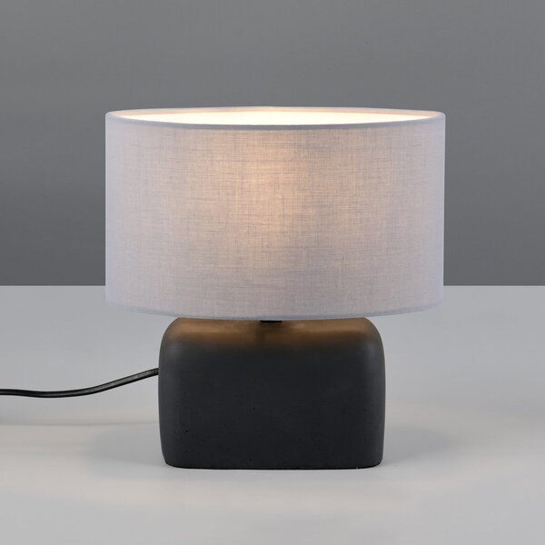 Trio Lighting Stolna lampa Livare, visina 24 cm, siva/crna, beton/tkanina, Crno, Dnevni boravak/blagovaonica, Beton