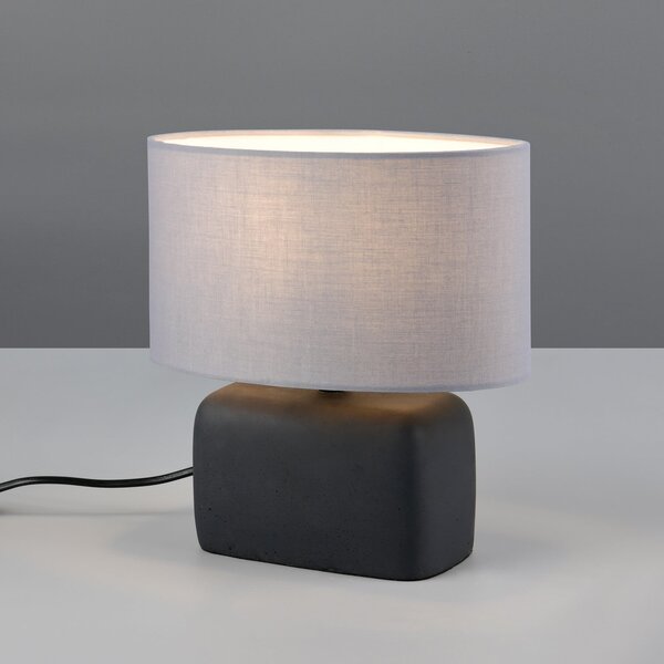 Trio Lighting Stolna lampa Livare, visina 24 cm, siva/crna, beton/tkanina, Crno, Dnevni boravak/blagovaonica, Beton