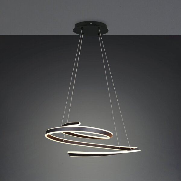 Trio Lighting Arlington LED viseća lampa, mat crna, duljina 80 cm, metal, CCT, prigušiva, Crno, Dnevni boravak/blagovaonica, Metal