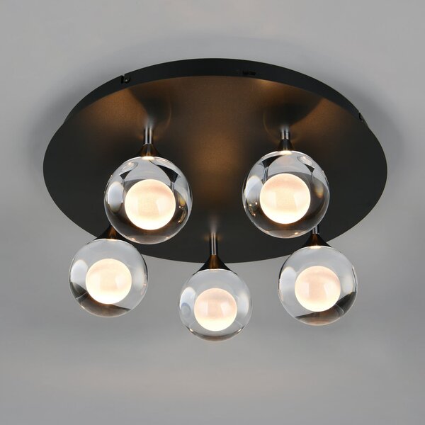 Trio Lighting LED stropna svjetiljka Calista, krom, Ø 43 cm, metal/staklo, za 5 sijalica, prigušiva, Krom, Dnevni boravak/blagovaonica, Metal