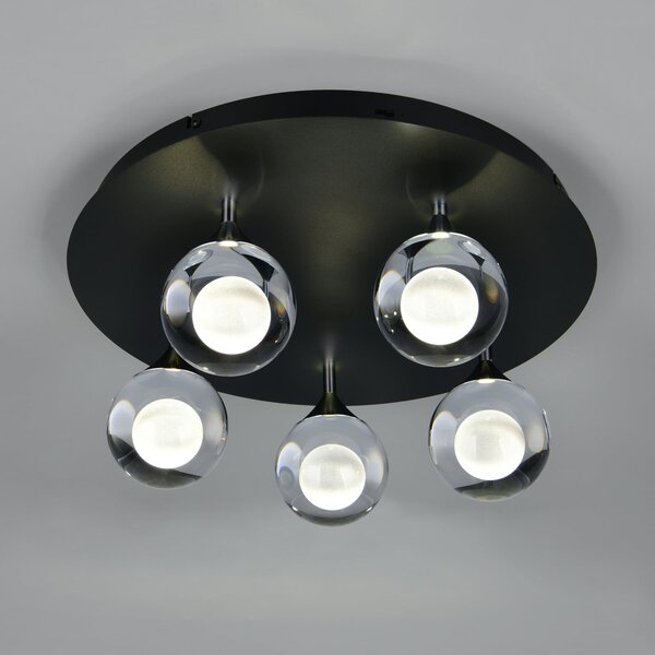 Trio Lighting LED stropna svjetiljka Calista, krom, Ø 43 cm, metal/staklo, za 5 sijalica, prigušiva, Krom, Dnevni boravak/blagovaonica, Metal