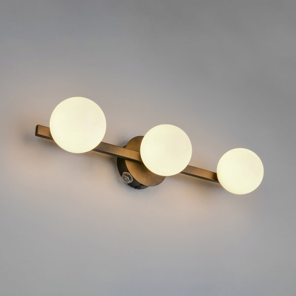 Trio Lighting Zidna svjetiljka Alfio, 50 cm, crni metal/staklo, IP44, 3 svjetla, Crno, kupaonica, Metal