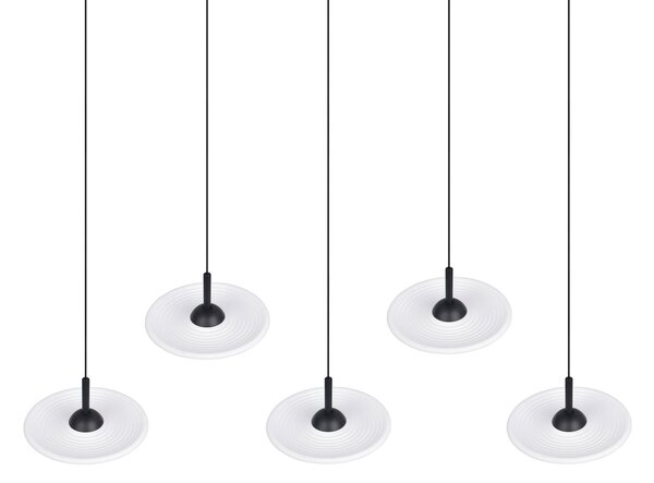 Trio Lighting LED viseća lampa Sirena, bijela, duljina 104 cm, staklo, CCT, 5 svjetiljki, prigušiva, Bijela, Dnevni boravak/blagovaonica, Staklo