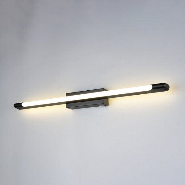 Trio Lighting Crna zidna LED svjetiljka Alberto, širina 71 cm, IP44, prigušiva, Crno, kupaonica, Metal