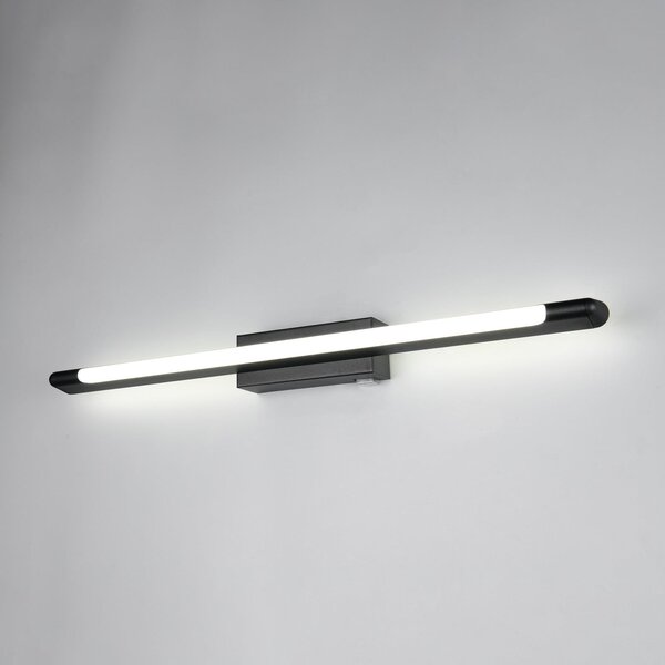 Trio Lighting Crna zidna LED svjetiljka Alberto, širina 71 cm, IP44, prigušiva, Crno, kupaonica, Metal