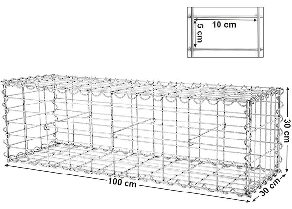 Gabionska košara, metalni gabionski kavez 100 x 30 x 30 cm