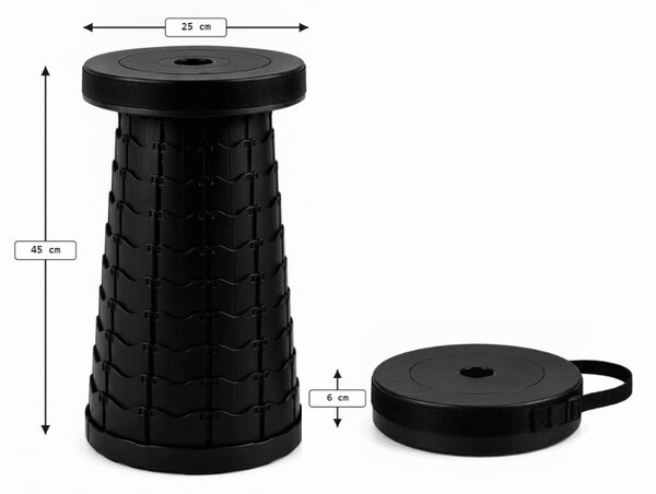 Kamp stolica CAMPIO teleskopska 45 cm, crna