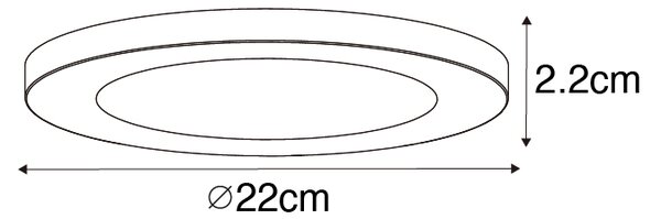 Ugradbeni ili nadgradni spot bijeli 22 cm uklj. LED 3 koraka zatamnjenje do toplo - Trans