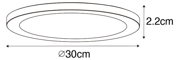 Nadgradni ili ugradbeni reflektor bijeli 30 cm uklj. LED 3-stupanjski Dim to Warm s dip prekidačem - Trans