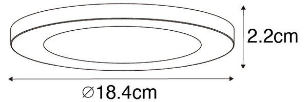 Nadgradni ili ugradbeni reflektor bijeli 18 cm uklj. LED 3-stupanjski Dim to Warm s dip prekidačem - Trans