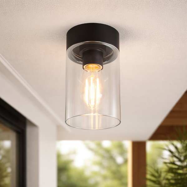Moderna stropna svjetiljka crna 22,6 cm IP44 - Jarra