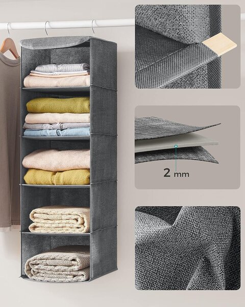 Organizator za odjeću u ormaru 30 x 90 x 30 cm, sivi