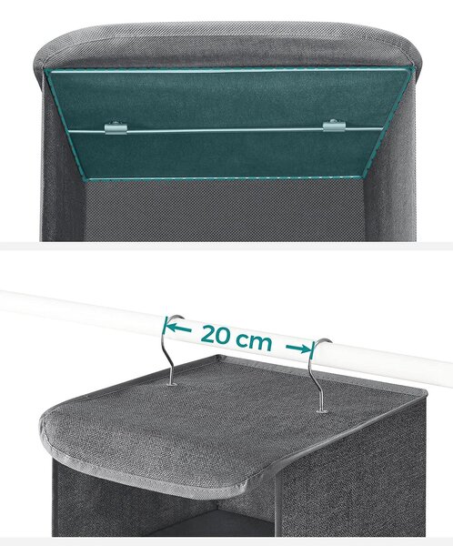 Organizator za odjeću u ormaru 30 x 90 x 30 cm, sivi