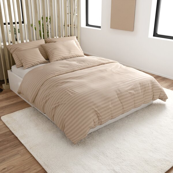 Hotelska posteljina od mikrovlakana JASMINE bež - prugasti 2 cm Dimenzije posteljine: 70 x 90 cm | 140 x 220 cm