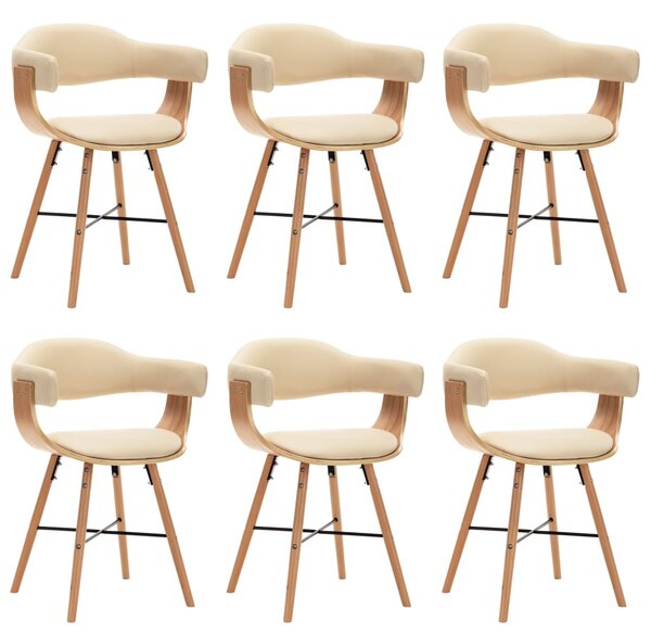 VidaXL Blagovaonske stolice od umjetne kože i drva 6 kom krem