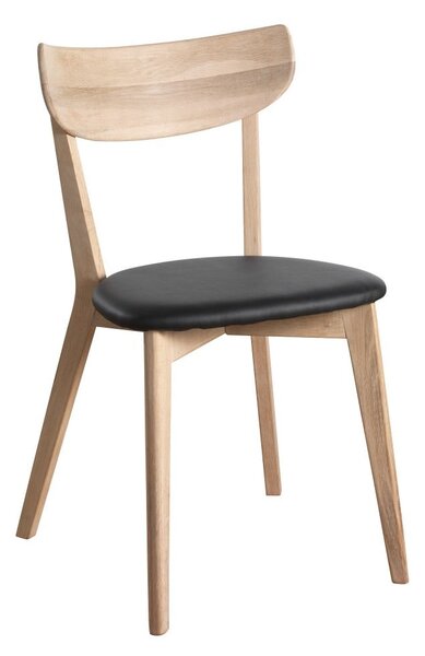 Smeđa blagovaonska stolica od hrastovog drveta drveta s crnim sjedalom Rowico Amia