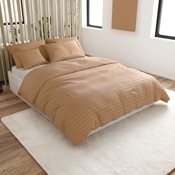 Hotelska posteljina od mikrovlakana JASMINE smeđa - prugasta 2 cm Dimenzije posteljine: 70 x 90 cm | 140 x 200 cm