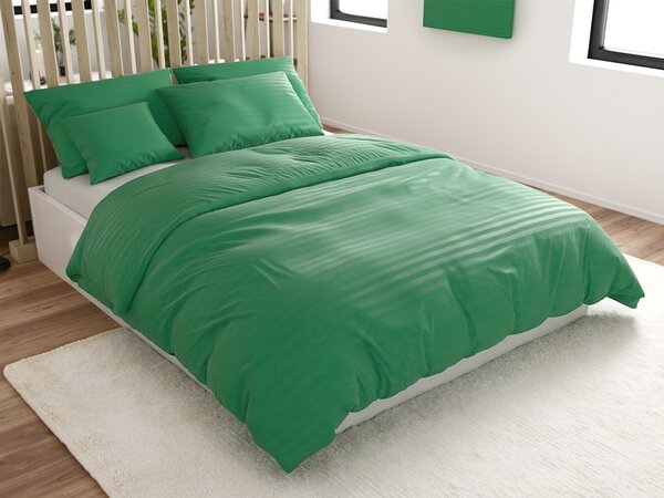 Hotelska posteljina od mikrovlakana JASMINE tamno zelena - pruga 2 cm Dimenzije posteljine: 70 x 90 cm | 140 x 220 cm