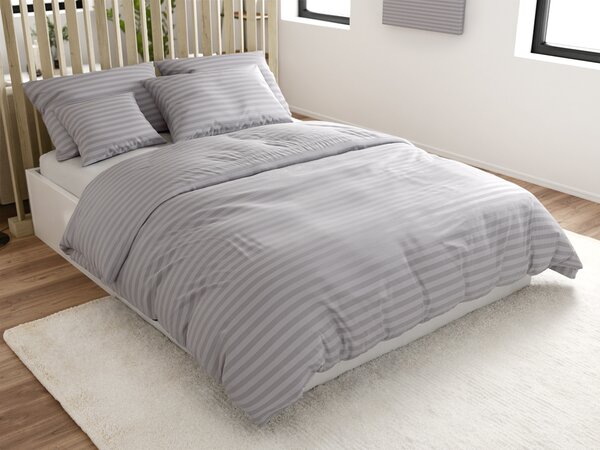 Hotelska posteljina od mikrovlakana JASMINE svijetlo siva - pruga 2 cm, hotelski džep Dimenzije posteljine: 70 x 90 cm | 140 x 220 cm