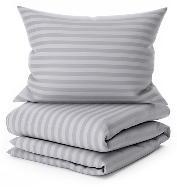 Hotelska posteljina od mikrovlakana JASMINE svijetlo siva - pruga 2 cm, hotelski džep Dimenzije posteljine: 70 x 90 cm | 140 x 220 cm