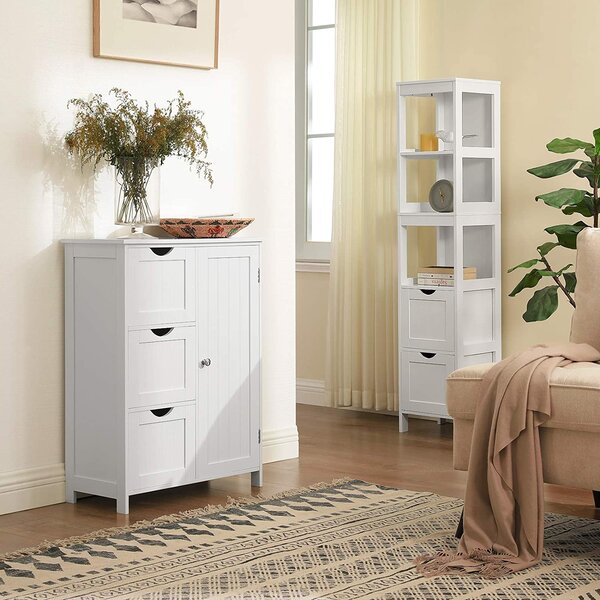 Kupaonski ormarić za odlaganje, podni ormarić 60 x 30 x 81 cm, bijele boje | VASAGLE