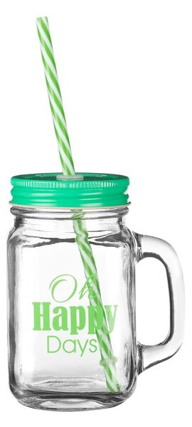 Čaše sa zelenim poklopcem i slamkom Premier Housewares, 450 ml