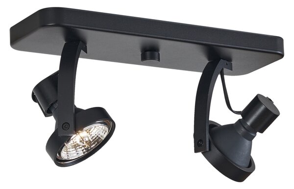 Dizajnerski stropni reflektor crni GU10 70mm 2-svjetla podesivi - Vo