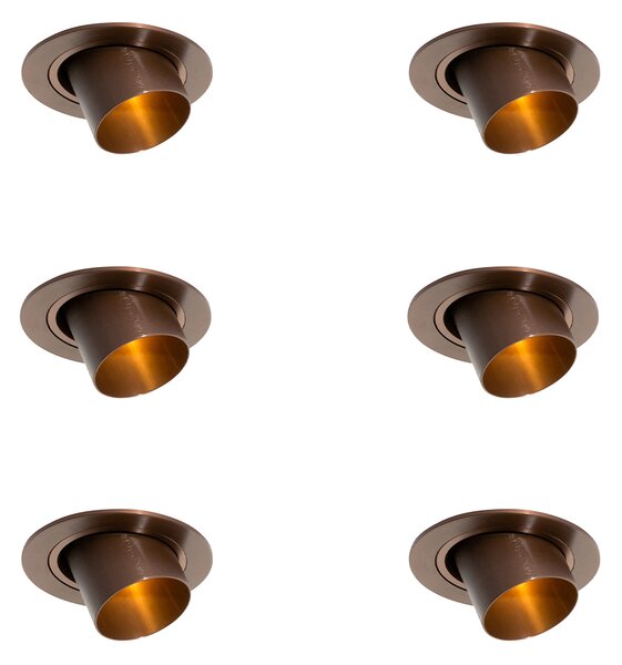 Set od 6 ugradbenih reflektora tamna bronca GU10 35 mm okrugli nagibni - Installa