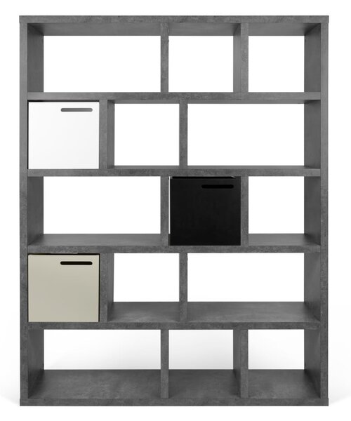 Siva biblioteka u betonskom dekoru 150x198 cm Berlin – TemaHome