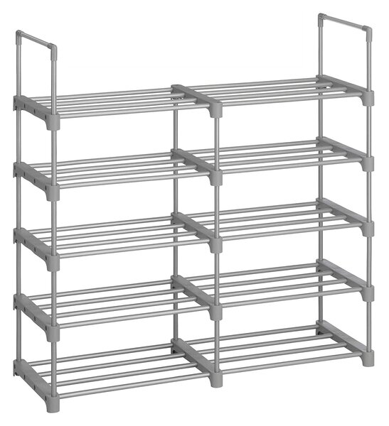 Stalak za cipele s 10 polica, 45 x 30 x 174 cm, siva boja | SONGMICS