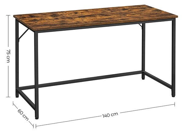 Radni stol s metalnim okvirom, 140 x 75 x 60 cm, rustikalno smeđa