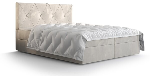 Bračni krevet Boxspring 180 cm Athena (bež) (s madracem i prostorom za odlaganje)