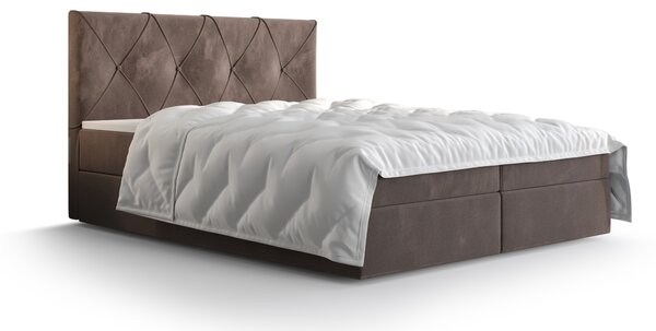 Bračni krevet Boxspring 180 cm Athena (smeđa) (s madracem i prostorom za odlaganje)
