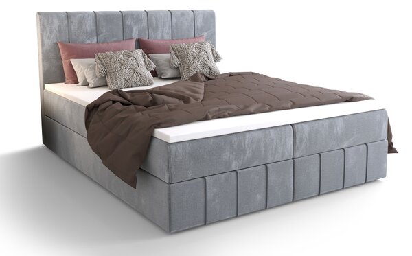 Bračni krevet Boxspring 140 cm Barack (svijetloplava) (s madracem i prostorom za odlaganje)