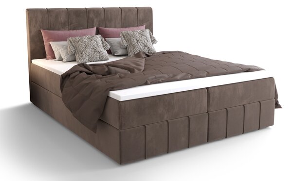 Bračni krevet Boxspring 140 cm Barack (smeđa) (s madracem i prostorom za odlaganje)